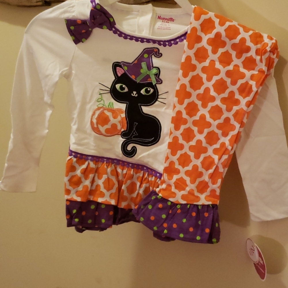 Black cat/ Halloween 2-piece with pants